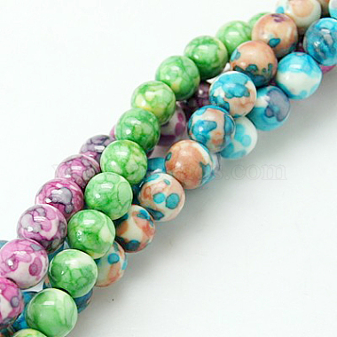 8mm Mixed Color Round White Jade Beads