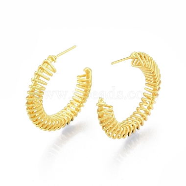 Brass Wire Swirl C-shape Stud Earrings(EJEW-G322-04MG)-2