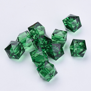 Dark Green Cube Acrylic Beads