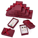 Cardboard Jewelry Boxes, for Jewelry Gift Packaging, Rectangle with Bowknot, Dark Red, 8.3x5.3x2.4cm(X1-CON-TAC0001-14C)
