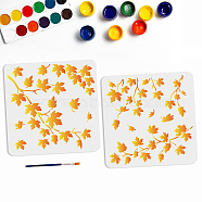 US 1 Set Autumn Theme PET Hollow Out Drawing Painting Stencils, with 1Pc Art Paint Brushes, Maple Leaf Pattern, Painting Stencils: 300x300mm, 2pcs/set(DIY-MA0001-54)