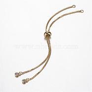 Brass Chain Bracelet Making, with Cubic Zirconia, Slider Bracelets Making, Golden, 5 inch(126mm)x1mm, Hole: 2mm(KK-G290-09G)
