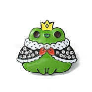 Black Alloy with Rhinestone Brooches, Frog Enamel Pins, for Backpack Clothes, Lime Green, 23x25.5x3.5mm(JEWB-G036-01C)