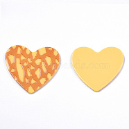Opaque Printed Acrylic Cabochons, Heart, Gold, 40x44.5x2.5mm(MACR-N011-001-A01)