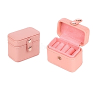 Mini Rectangle PU Leather with Lint Jewelry Ring Storage Box, Travel Portable Jewelry Case, for Rings, Stud Earrings, Pink, 65x38x50mm(PW-WG87333-01)