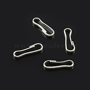 Iron Keychain Clasp Findings, Cadmium Free & Lead Free, Platinum, 11x3x1mm(X-IFIN-R201-01P)