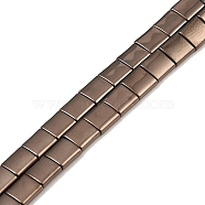 Electroplated Non-magnetic Synthetic Hematite Beads Strands, Square, 2-Hole, Coffee Plated, 5x5x2mm, Hole: 0.8mm, about 74pcs/strand, 15.75 inch(40cm)(G-G089-B02-08)