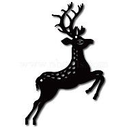 Iron Wall Decorations, with Screws, Christmas Reindeer/Stag, Electrophoresis Black, 28x18cm(HJEW-WH0013-056)
