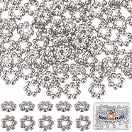 100Pcs 304 Stainless Steel Spacer Beads, Flower, Granulated Beads, Stainless Steel Color, 6x1.5mm, Hole: 1.6mm(STAS-BBC0004-34B)