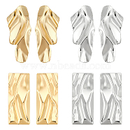 4 Pairs 4 Styles Alloy Stud Earrings with 304 Stainless Steel Pins, Twist & Rectangle, Platinum & Golden, 69~74x28~30.5mm1 1 Pair/style(EJEW-AN0004-61)