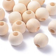 Unfinished Wood Beads, Natural Wooden Loose Beads Spacer Beads, Macrame Beads, Large Hole Beads, Round, Antique White, 24~25x21~22.5mm, Hole: 9~10mm(X-WOOD-Q038-25mm)