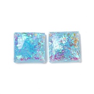 Resin Imitation Opal Cabochons, Flat Back Square, Sky Blue, 8.5x8.5x2.5mm(RESI-E042-05)