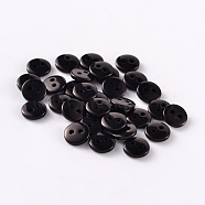 2-Hole Flat Round Resin Sewing Buttons for Costume Design, Black, 12.5x2mm, Hole: 1mm(BUTT-E119-20L-13)