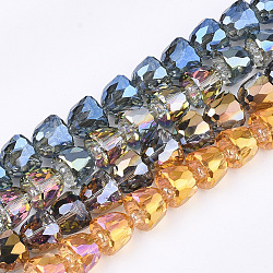 Electroplated Glass Beads, Faceted, Bell, Mixed Color, 10.5~11x9mm, Hole: 1mm(EGLA-T016-01)