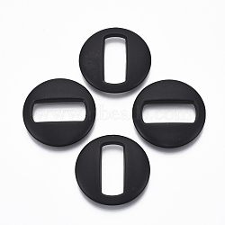 Spray Painted CCB Plastic Linking Rings, Flat Round, Black, 39x7mm, Inner Diameter: 11.5x28mm(X-CCB-R104-21-01)