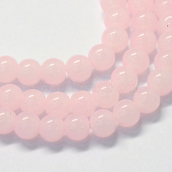 Baking Painted Imitation Jade Glass Round Bead Strands, Pink, 4.5~5mm, Hole: 1mm, about 210pcs/strand, 31.4 inch(DGLA-Q021-4mm-02)