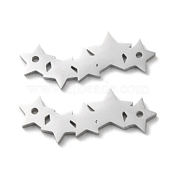304 Stainless Steel Connector Charms, Laser Cut, Five Star Links, Stainless Steel Color, 7x18x1mm, Hole: 0.9mm(STAS-Q303-26P)