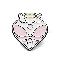 Angel Heart Butt Zinc Alloy Enamel Pin Brooch, for Backpack Clothes, Heart, 30.5x29x2mm(JEWB-C028-03B-EB)