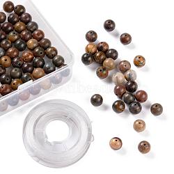 100Pcs 8mm Natural Polychrome Jasper/Picasso Stone/Picasso Jasper Beads, with 10m Elastic Crystal Thread, for DIY Stretch Bracelets Making Kits, 8mm, Hole: 1mm(DIY-LS0002-29)