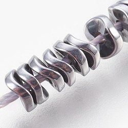 Electroplated Non-magnetic Synthetic Hematite Bead Strand, Wavy Disc, Platinum Plated, 4x1.5mm, Hole: 0.8mm, about 394pcs/strand, 15.7 inch(40cm)(G-E498-01F)
