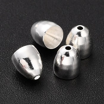 Brass Cord Ends, End Caps, Long-Lasting Plated, 925 Sterling Silver Plated, 4.5x4mm, Hole: 0.7mm, Inner Diameter: 3mm