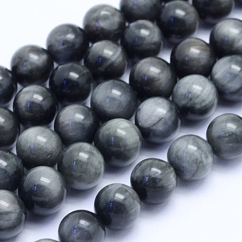 Natural Hawk's Eye Beads Strands, Eagle Eye Stone, Round, Grade A, 8~8.5mm, Hole: 1mm, about 51pcs/strand, 15.7 inch(40cm)