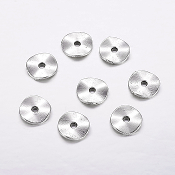 Antique Silver Disc Beads, Lead Free & Nickel Free & Cadmium Free, about 10mm in diameter, 1mm thick, hole: 2mm
