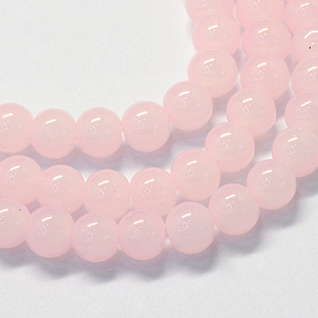 Baking Painted Imitation Jade Glass Round Bead Strands, Pink, 4.5~5mm, Hole: 1mm, about 200~210pcs/strand, 31.4 inch