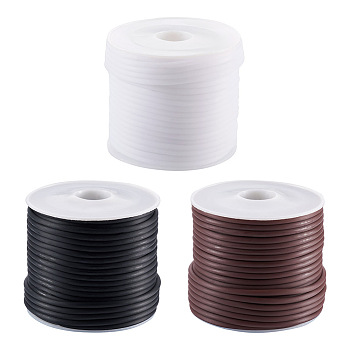 30M 3 Colors Hollow Pipe PVC Tubular Synthetic Rubber Cord, Wrapped Around White Plastic Spool, Mixed Color, 2mm, Hole: 1mm, 10m/color