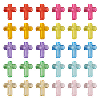 Transparent Acrylic Beads, Cross, Mixed Color, 15.5x12x4.3mm, Hole: 2mm