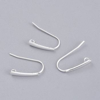 304 Stainless Steel Earring Hooks, with Horizontal Loop, Flat Ear Wire, Silver, 18.5x13.5x3.5mm, Hole: 1.5mm, 20 Gauge, Pin: 0.8mm