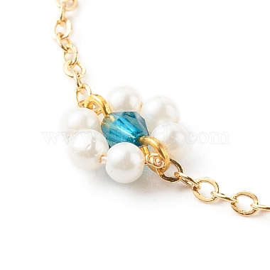 Shell Pearl & Acrylic Beads Flower Link Bracelets(X1-BJEW-TA00003-02)-4