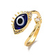 Lampwork Evil Eye Open Cuff Ring with Clear Cubic Zirconia(RJEW-L104-05G)-2