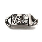 304 Stainless Steel Magnetic Clasps, Skull, Antique Silver, 41x16x13mm(STAS-R140-20AS)