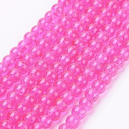 Crackle Glass Beads Strands, Round, Fuchsia, 4mm, Hole: 1.1~1.3mm, about 200pcs/strand, 31.4 inch(X-CCG-Q001-4mm-08)