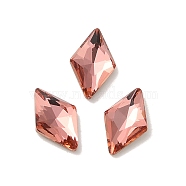 Glass Rhinestone Cabochons, Point Back & Back Plated, Faceted, Rhombus, Padparadscha, 8x5x2mm(RGLA-P037-05A-D262)