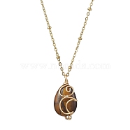 Natural Tiger Eye with Brass Pendants Necklaces, Teardrop, 18.11 inch(46cm)(NJEW-JN04679-04)