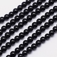 Natural Black Tourmaline Round Bead Strands, Grade AB+, 6mm, Hole: 1mm, about 63pcs/strand, 15.5 inch(X-G-I160-01-6mm)