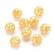 Resin Beads, with Natural Yellow Shell, Round, Yellow, 12.5mm, Hole: 1mm(SSHEL-T014-38-12mm-03)