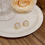 Pearl Stud Earrings, 925 Silver Silver Pin Earrings for Women, Oval, 26x13mm(WG26184-07)