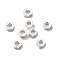 Brass Beads, Lead Free & Cadmium Free, Hexagon, 925 Sterling Silver Plated, 6x6.5x2.5mm, Hole: 3mm(KK-O143-41S)