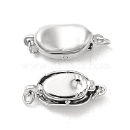 Oval Brass Box Clasps, for Jewelry Making, Platinum, 8x16x5mm, Hole: 0.5mm(KK-Q773-13P)