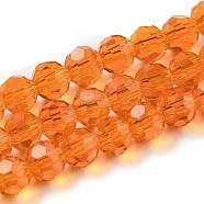 Transparent Glass Beads, Faceted(32 Facets), Round, Dark Orange, 6mm, Hole: 1mm, about 98pcs/strand, 20.47 inch(52cm)(EGLA-A035-T6mm-D05)