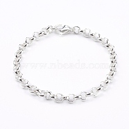 Women's 304 Stainless Steel Rolo Chain Bracelets, with Lobster Claw Clasps, Silver, 7-1/2 inch(19.2cm)(BJEW-JB05996-01)