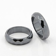 Fashion Magnetic Synthetic Hematite Wide Band Rings, Black, 17mm(RJEW-D939-2D)