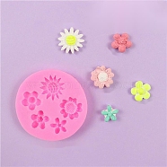 Food Grade Silicone Molds, Fondant Molds, For DIY Cake Decoration, Chocolate, Candy Mold, Flower, Pink, 64.5x8.5mm(DIY-E018-13)