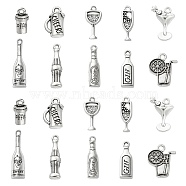 100Pcs 10 Styles Alloy Pendants, Wine Bottle & Lemon Juice & Cocktail & Coke, Antique Silver, 15~24x5.5~16x1~6mm, Hole: 1.4~2.5mm, 10pcs/style(TIBEP-CJ0002-43)