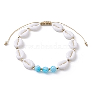 Adjustable Acrylic Shell Shape Braided Bead Anklets, Seashell Color, Inner Diameter: 2-7/8~4-3/4 inch(7.4~12.2cm)(AJEW-AN00571)