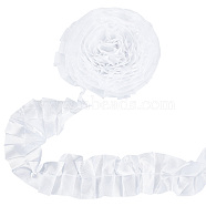 Ruffled Cloth Ribbon, Pleated Ribbon, Garment Accesories, Snow, 2 inch(50mm), about 4.92 Yards(4.5m)/Card(DIY-WH0410-37)
