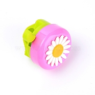 Iron Bicycle Bell, with Plastic Finding, Bicycle Accessories, Round with Chrysanthemum, Violet, 70x54x56mm, Hole: 20mm(FIND-WH0071-44)